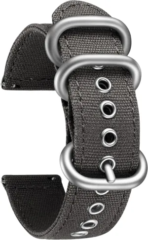 Watchbands in Black Khaki Army Green Blue with Black/Silver Buckle for Men Women 18/20/22/24mm BINLUN Canvas Watch Bands Replacement Sail Cloth Cotton Fabric Watch Straps unable Soft Quick Release 