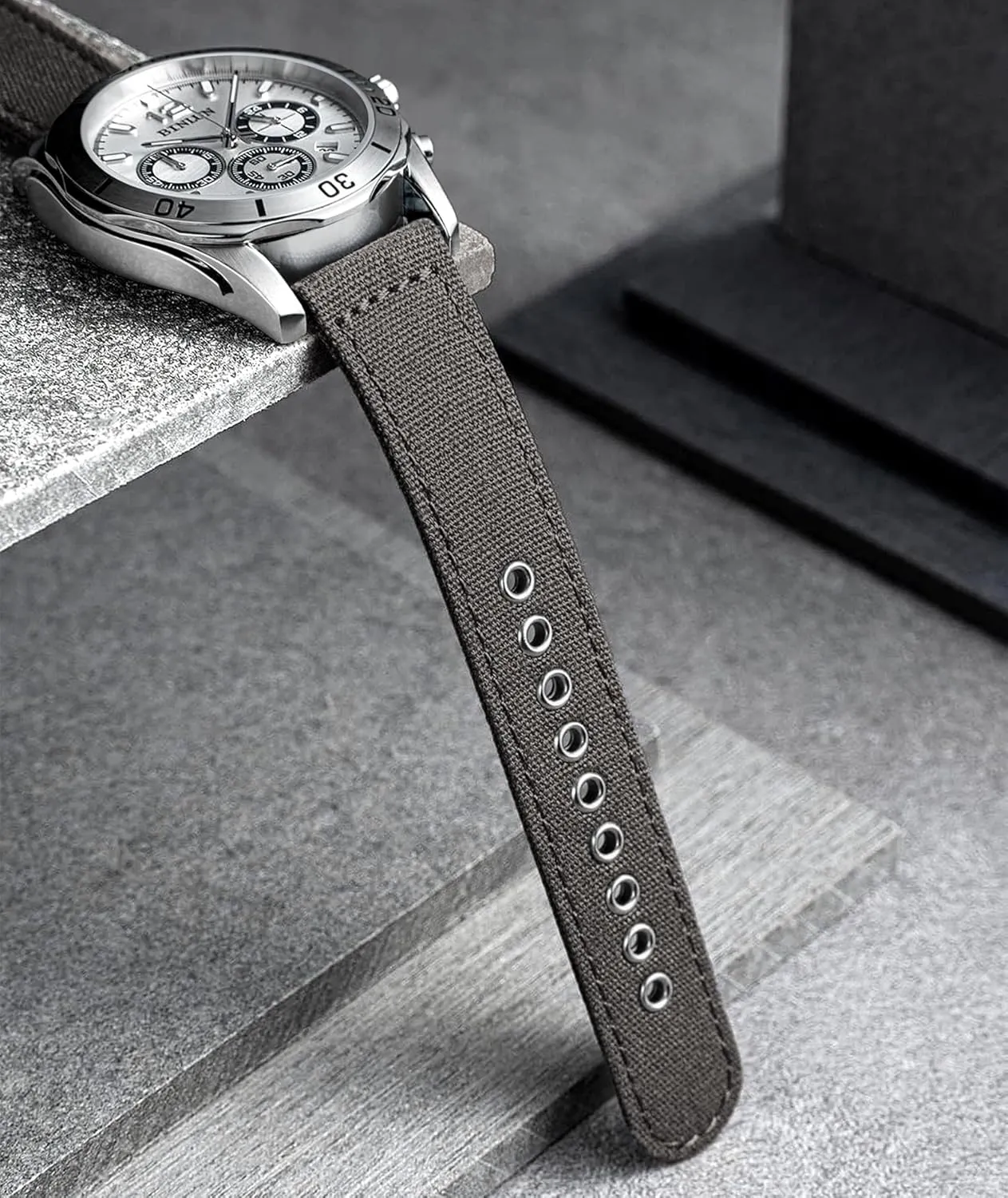 Watchbands in Black Khaki Army Green Blue with Black/Silver Buckle for Men Women 18/20/22/24mm BINLUN Canvas Watch Bands Replacement Sail Cloth Cotton Fabric Watch Straps unable Soft Quick Release 