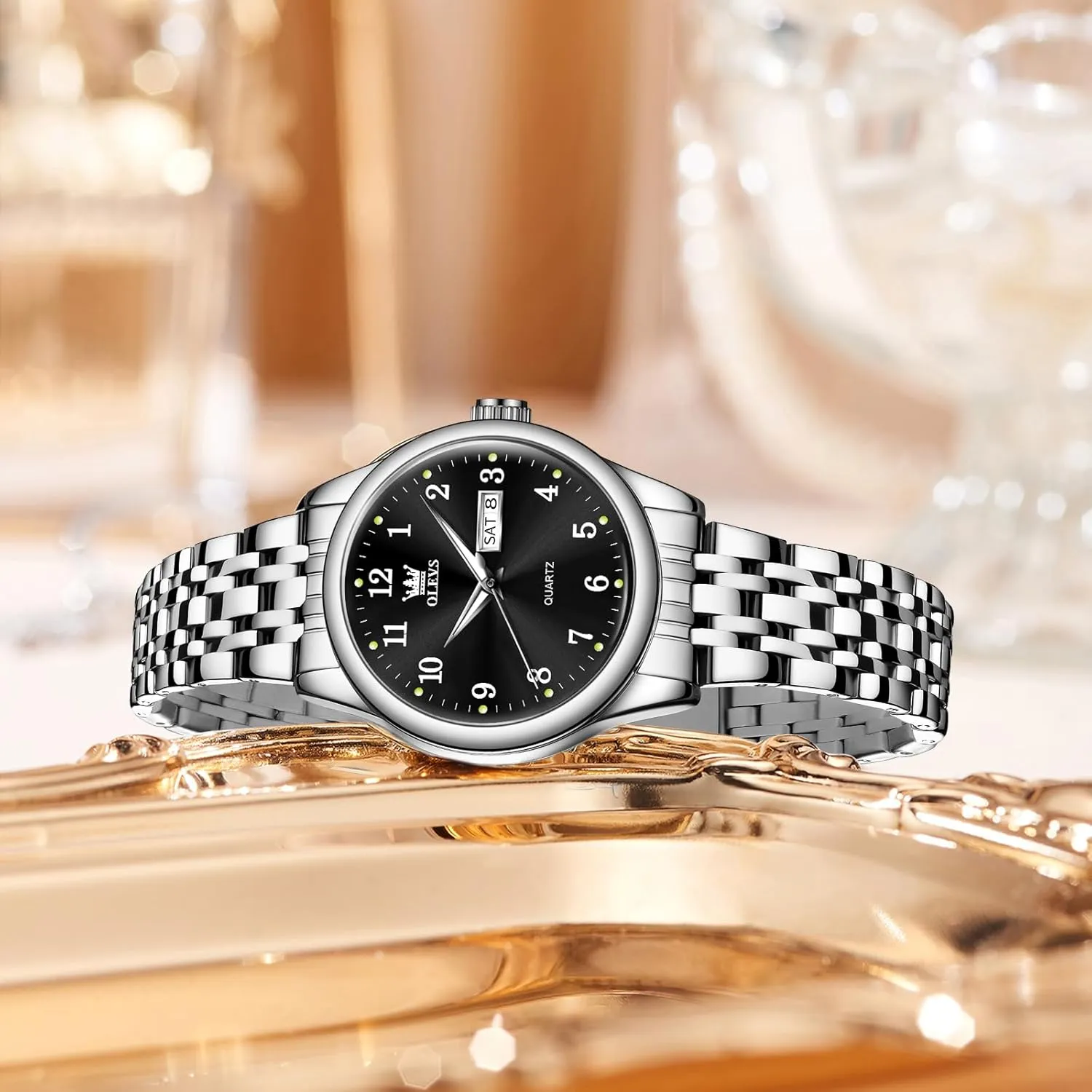 Watches barrier incorrect Waterproof??Adjustable Strap OLEVS Luxury Ladies Watches,Women's Watch with Day and Date,Female Watch for Small Wrist,Gold Stainless Steel Watches for Women,Easy Read Ladies Wrist 