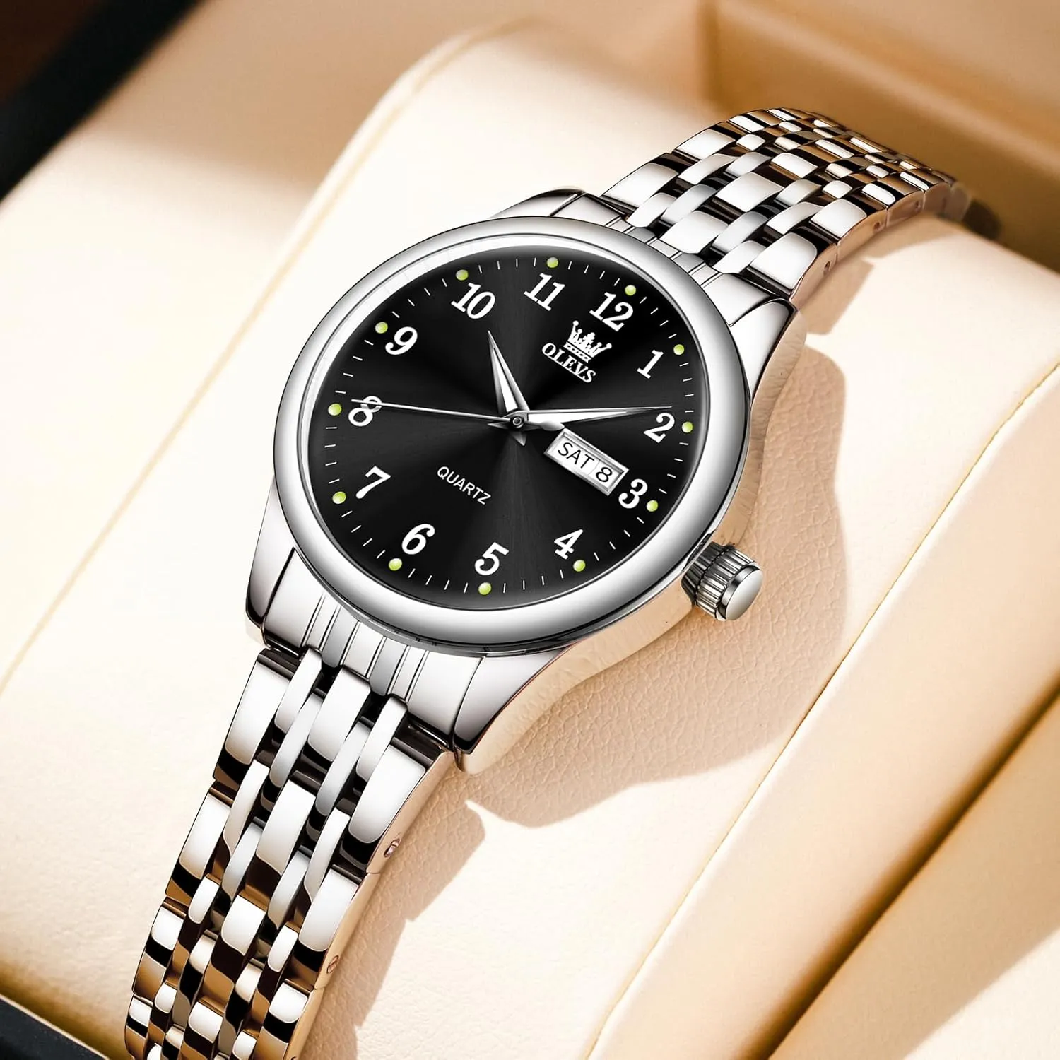 Watches barrier incorrect Waterproof??Adjustable Strap OLEVS Luxury Ladies Watches,Women's Watch with Day and Date,Female Watch for Small Wrist,Gold Stainless Steel Watches for Women,Easy Read Ladies Wrist 