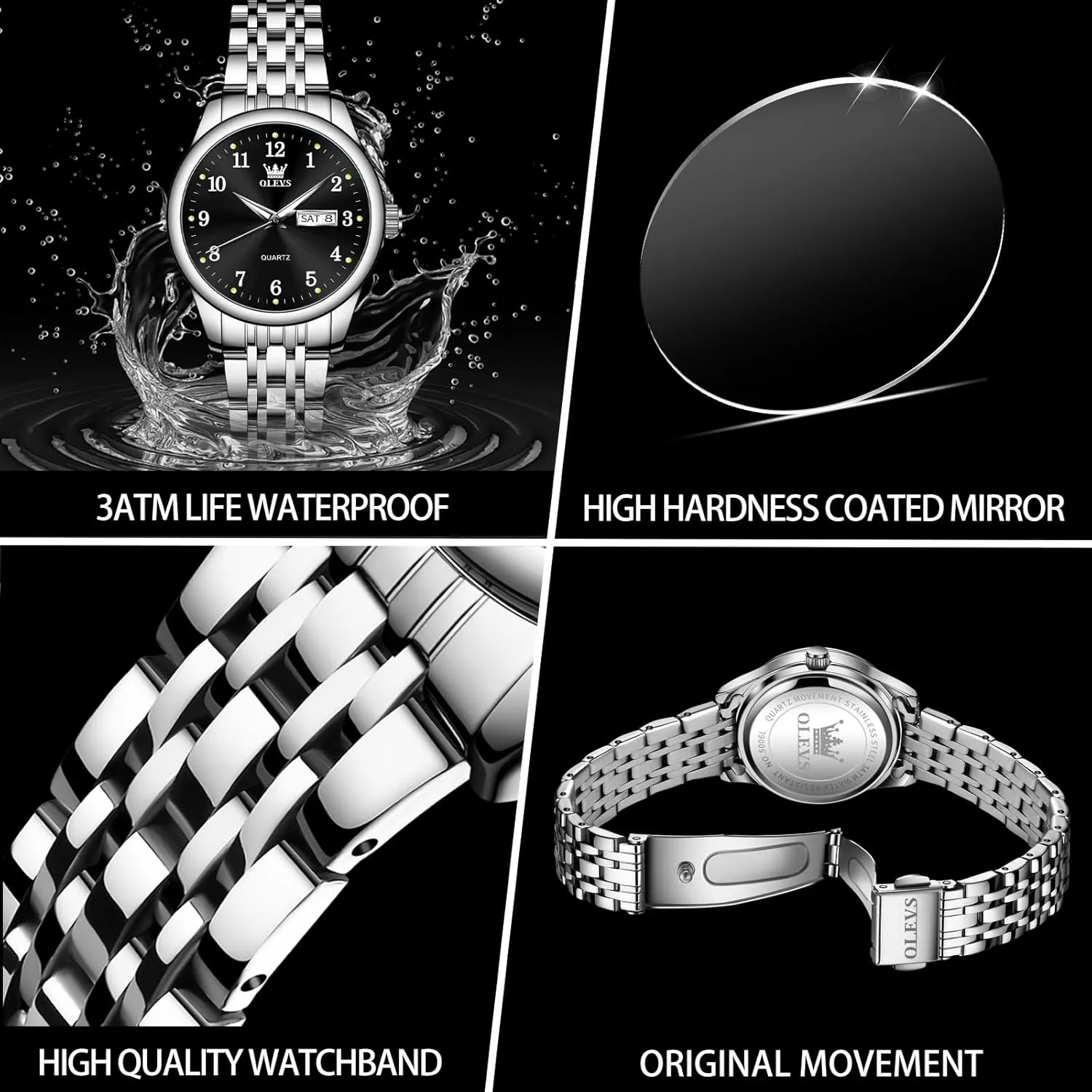 Watches barrier incorrect Waterproof??Adjustable Strap OLEVS Luxury Ladies Watches,Women's Watch with Day and Date,Female Watch for Small Wrist,Gold Stainless Steel Watches for Women,Easy Read Ladies Wrist 