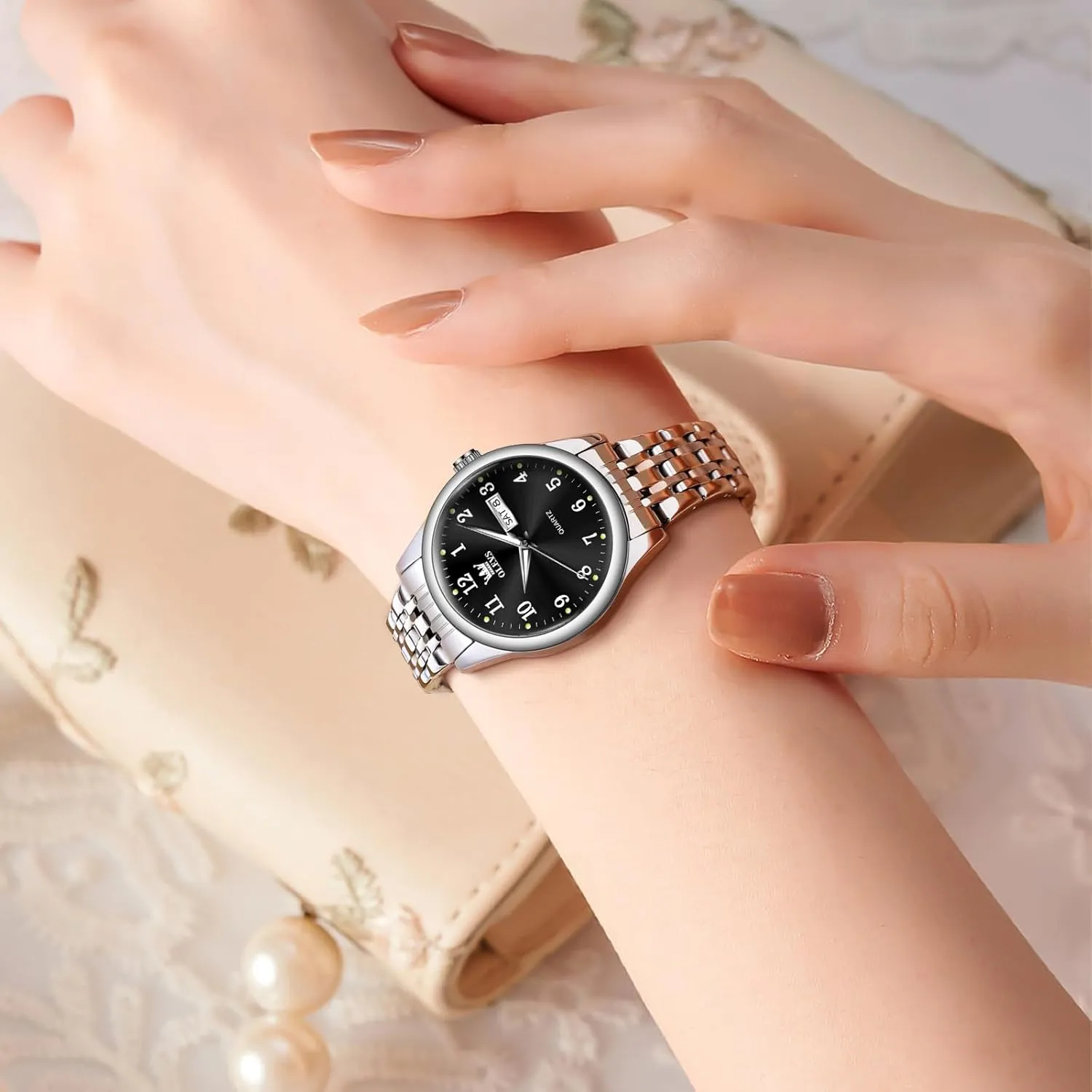 Watches barrier incorrect Waterproof??Adjustable Strap OLEVS Luxury Ladies Watches,Women's Watch with Day and Date,Female Watch for Small Wrist,Gold Stainless Steel Watches for Women,Easy Read Ladies Wrist 