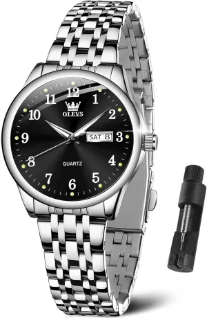 Watches barrier incorrect Waterproof??Adjustable Strap OLEVS Luxury Ladies Watches,Women's Watch with Day and Date,Female Watch for Small Wrist,Gold Stainless Steel Watches for Women,Easy Read Ladies Wrist 