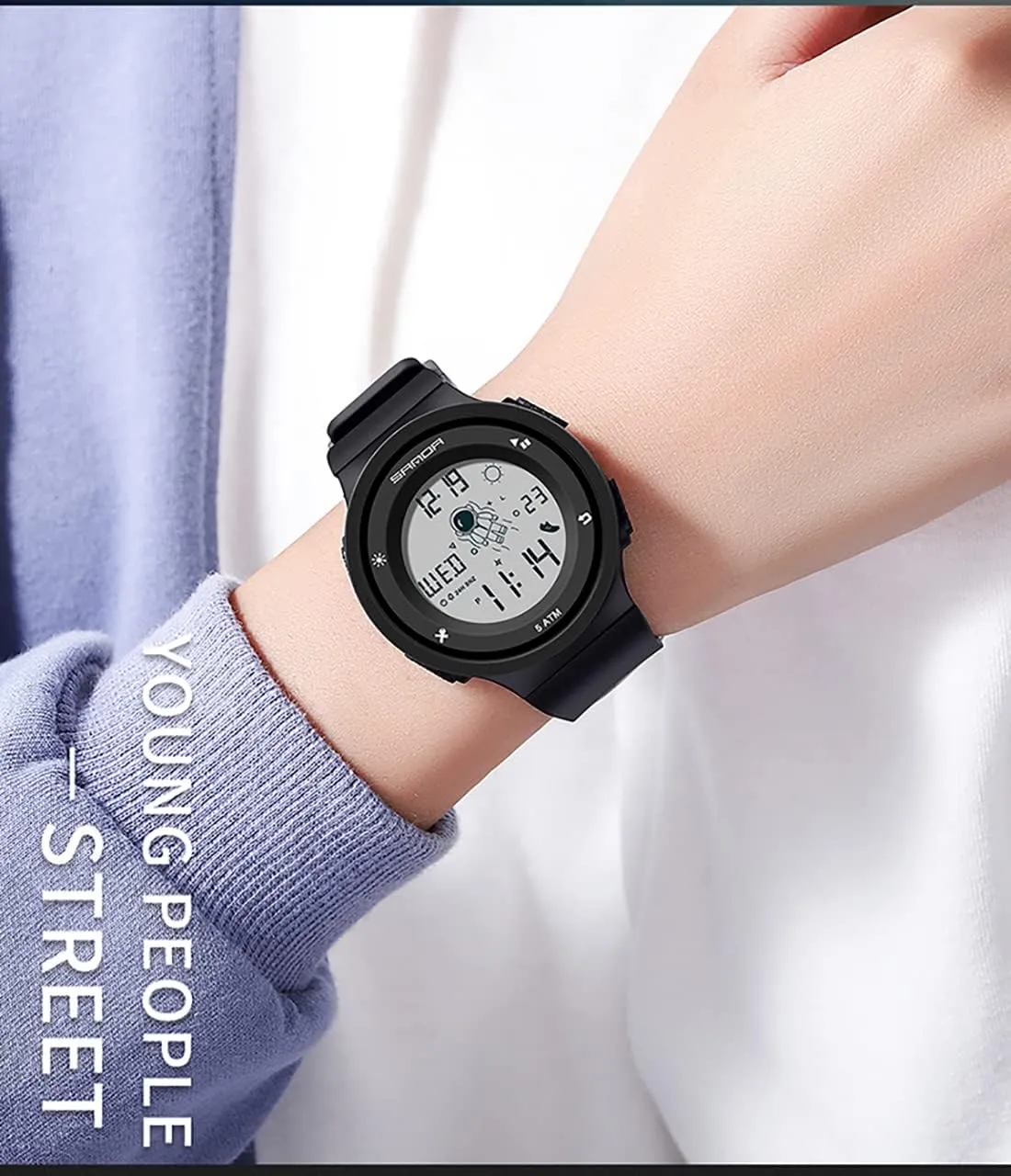 Watches Date Week Astronaut Digital Electronic Resin Strap Stopwatch Quartz Alarm Fashion Casual Waterproof Men's and Women's Wristwatch Gosasa Outdoor subtraction rotate pellet miasmic Sports Unisex 