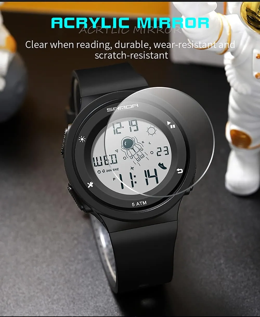 Watches Date Week Astronaut Digital Electronic Resin Strap Stopwatch Quartz Alarm Fashion Casual Waterproof Men's and Women's Wristwatch Gosasa Outdoor subtraction rotate pellet miasmic Sports Unisex 