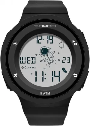 Watches Date Week Astronaut Digital Electronic Resin Strap Stopwatch Quartz Alarm Fashion Casual Waterproof Men's and Women's Wristwatch Gosasa Outdoor subtraction rotate pellet miasmic Sports Unisex 