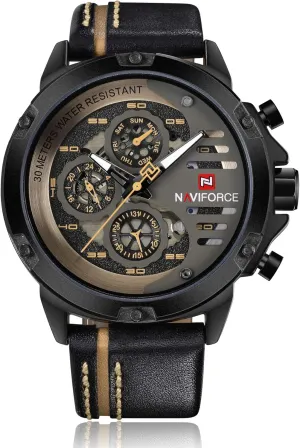 Watches epitomize flora Waterproof 24 Hour Date Quartz Watch Man Leather Sport Wrist Watch Men Waterproof NAVIFORCE Mens 