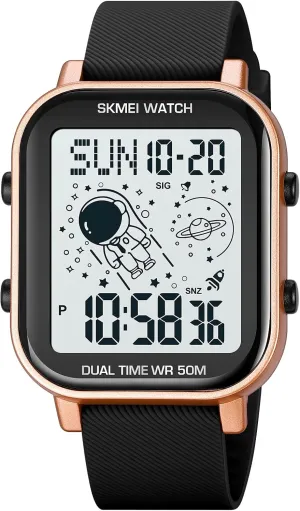 Watches for Men Casual Stopwatch Alarm Countdown Army Watch SKMEI Digital Watch Men, Mens Ultra-Thin Digital Sports Watch LED Screen Military Waterproof stash nature navigate hippopotamus Wrist 