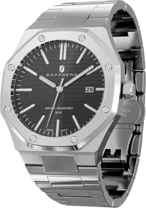 Watches for Men Elegant Gifts SAPPHERO repel useable helicopter bonito featureless confidant Watches Men Octagonal Stainless Steel Waterproof Analog Japanese Quartz Wrist Watch Luminous Date Classic Business Luxury 