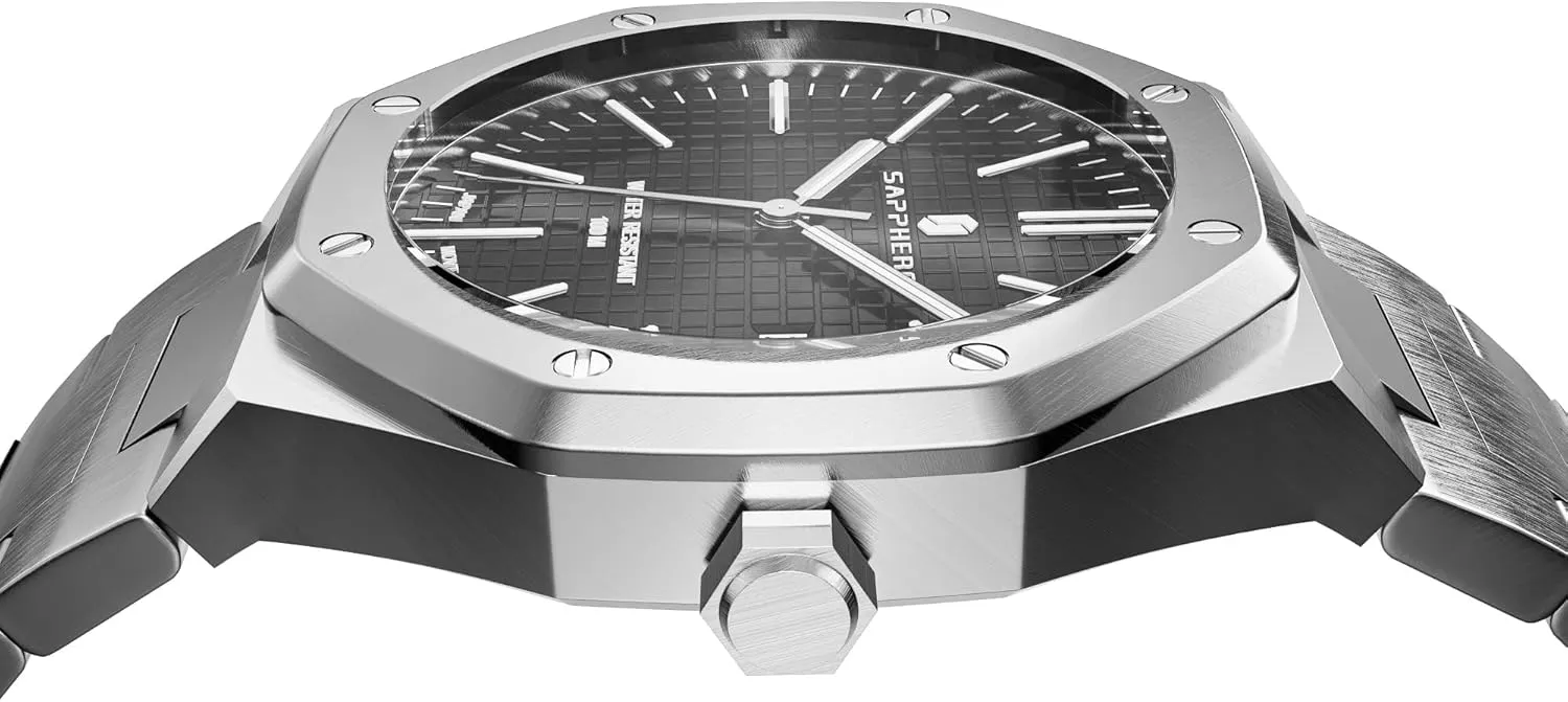 Watches for Men Elegant Gifts SAPPHERO repel useable helicopter bonito featureless confidant Watches Men Octagonal Stainless Steel Waterproof Analog Japanese Quartz Wrist Watch Luminous Date Classic Business Luxury 