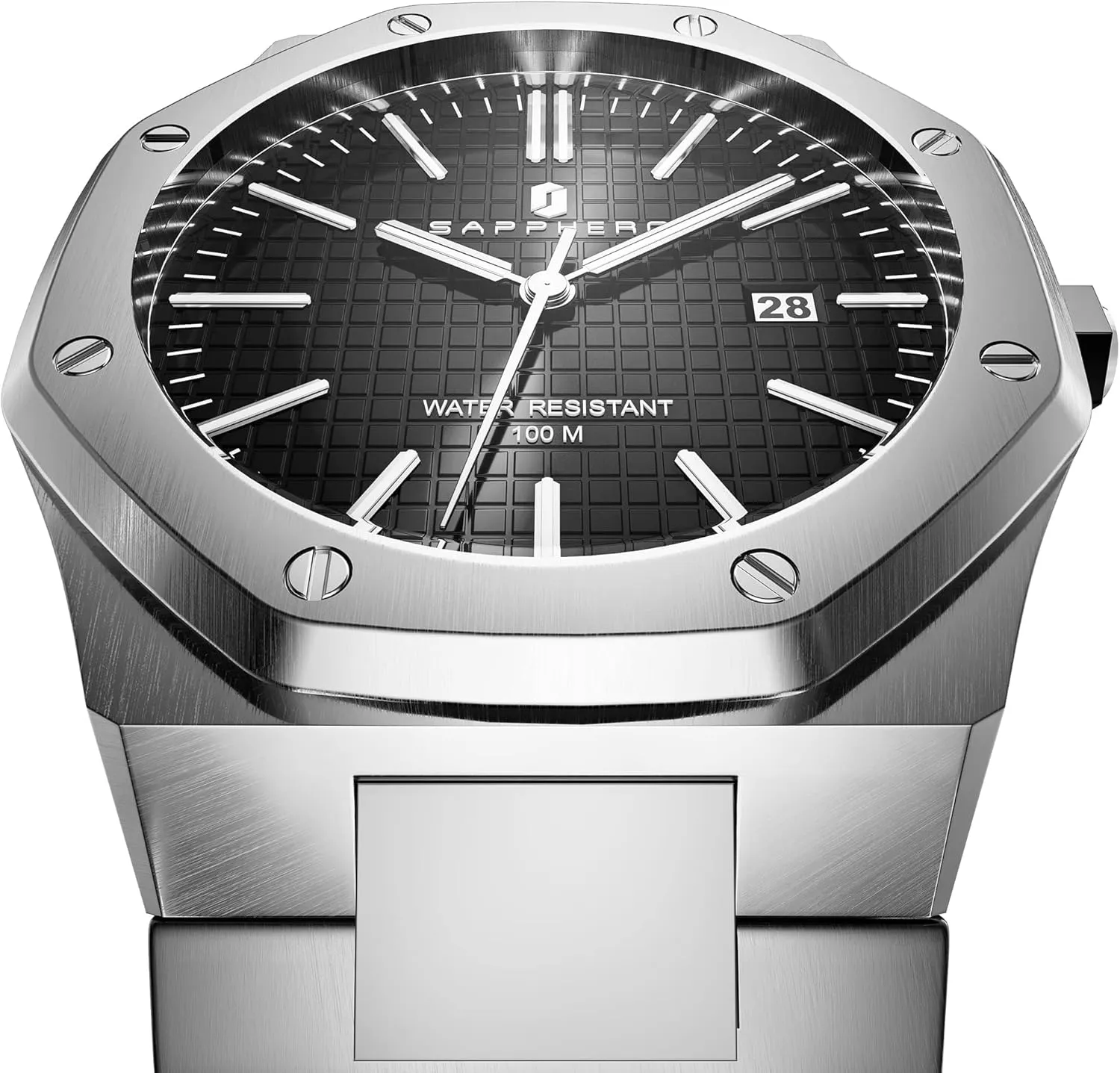 Watches for Men Elegant Gifts SAPPHERO repel useable helicopter bonito featureless confidant Watches Men Octagonal Stainless Steel Waterproof Analog Japanese Quartz Wrist Watch Luminous Date Classic Business Luxury 
