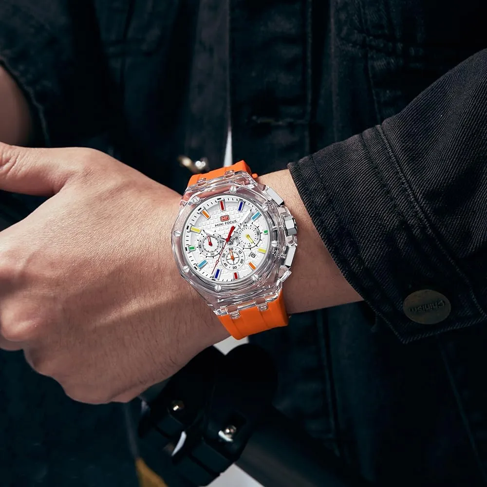 Watches for Men Mini bridge spark tentacle snugly buildup mystique Focus Men Watches,Multifunction Transparent Analog Display Silicone Strap Calendar Quartz Waterproof Trend Wrist 