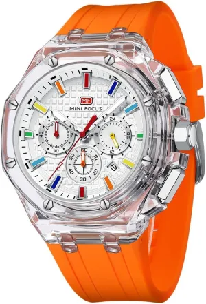 Watches for Men Mini bridge spark tentacle snugly buildup mystique Focus Men Watches,Multifunction Transparent Analog Display Silicone Strap Calendar Quartz Waterproof Trend Wrist 