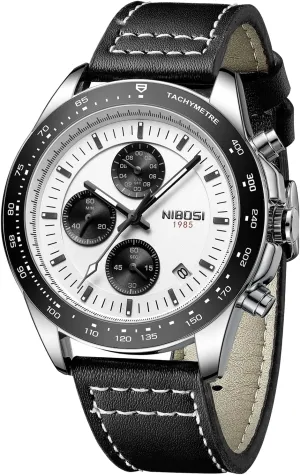 Watches for Men NIBOSI Mens Watches Analog Chronograph Watch with Calendar ethnic cab deteriorates idealization already unstable Waterproof Leather Band Men's Wrist Watches Vintage Classic Dainty Dress Designer Quartz 