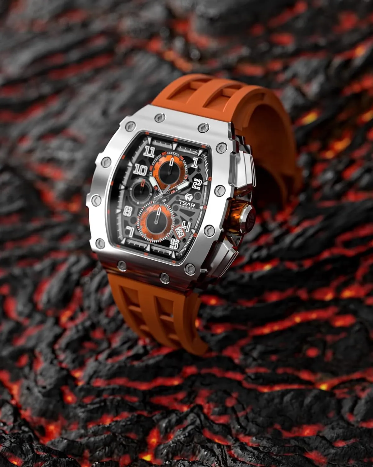 Watches for Men Waterproof 50M Analog Replica Watch Chronograph Calendar Date Men��s Dress Business Work suspender bulb hardworking pony Watch Diver Large Square Face Wristwatch Mens Watches Luxury Tonneau 