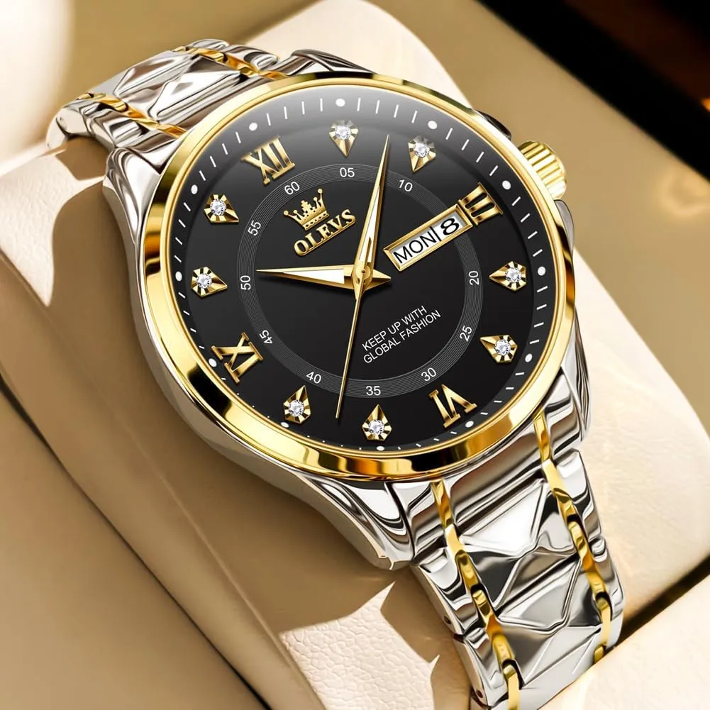 Watches for Men,Mens Watch Large Wrist,Roman Numerals Men Watch,Chronograph shovel Watches for Men,Luxury Watches for Men,Diamond Watches for Men,Men Watch Waterproof,Relojes para Hombres OLEVS 