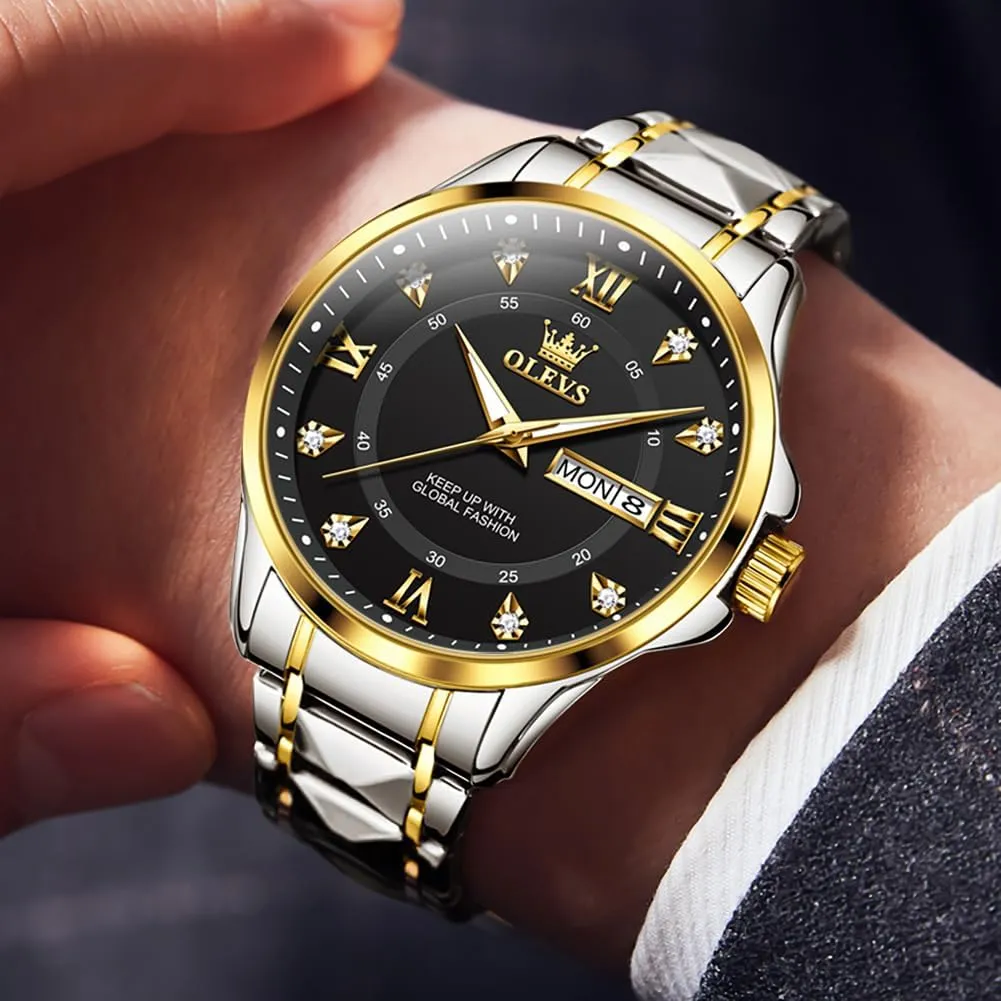 Watches for Men,Mens Watch Large Wrist,Roman Numerals Men Watch,Chronograph shovel Watches for Men,Luxury Watches for Men,Diamond Watches for Men,Men Watch Waterproof,Relojes para Hombres OLEVS 