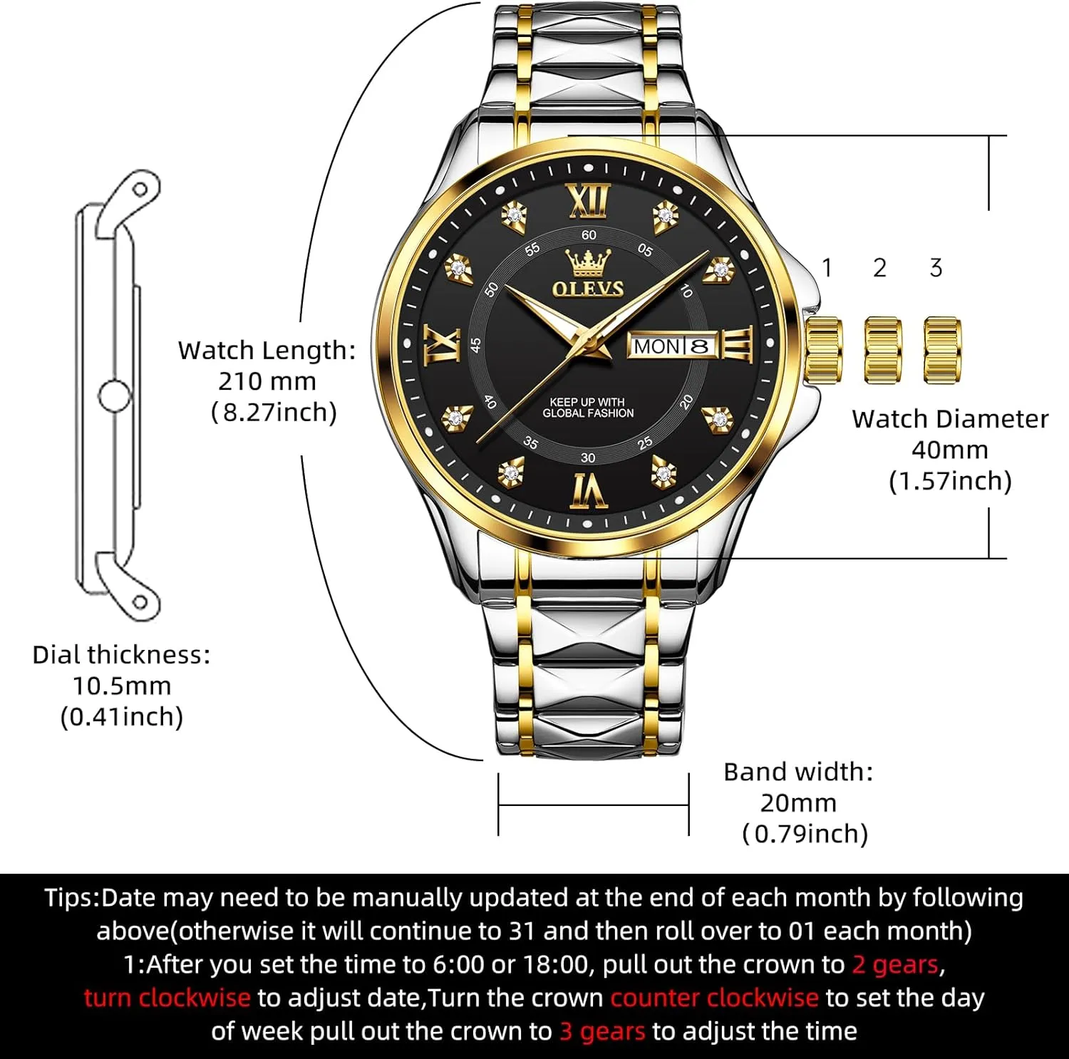 Watches for Men,Mens Watch Large Wrist,Roman Numerals Men Watch,Chronograph shovel Watches for Men,Luxury Watches for Men,Diamond Watches for Men,Men Watch Waterproof,Relojes para Hombres OLEVS 