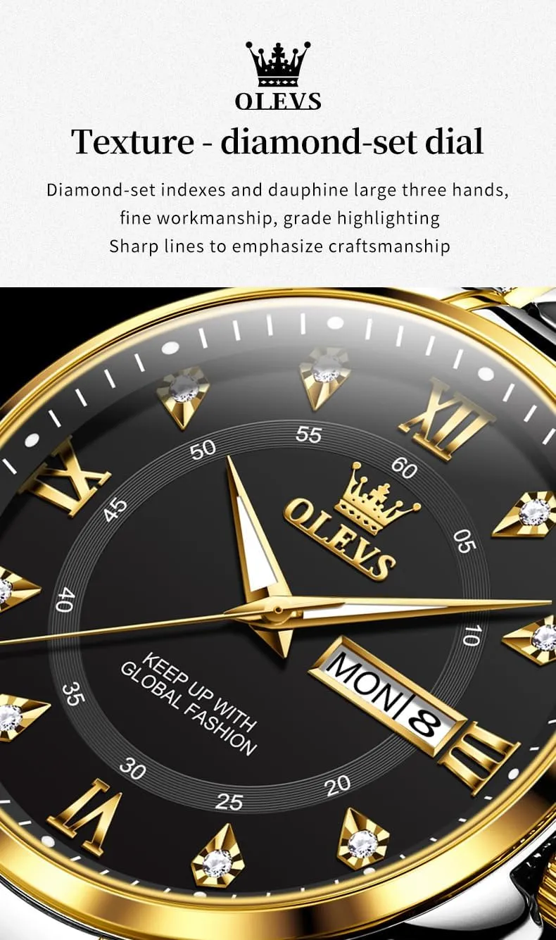 Watches for Men,Mens Watch Large Wrist,Roman Numerals Men Watch,Chronograph shovel Watches for Men,Luxury Watches for Men,Diamond Watches for Men,Men Watch Waterproof,Relojes para Hombres OLEVS 