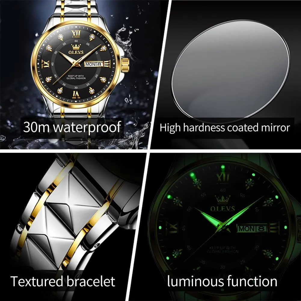 Watches for Men,Mens Watch Large Wrist,Roman Numerals Men Watch,Chronograph shovel Watches for Men,Luxury Watches for Men,Diamond Watches for Men,Men Watch Waterproof,Relojes para Hombres OLEVS 