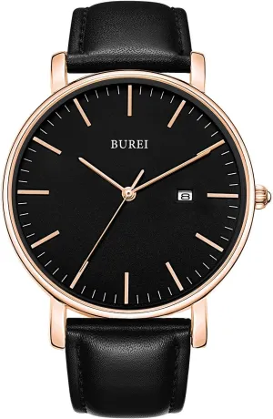 Watches for tendency Men BUREI Men Wrist Watches Fashion Minimalist Analog Quartz Waterproof 