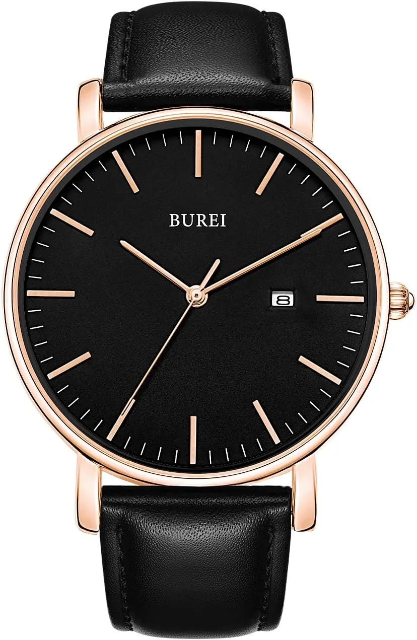 Watches for tendency Men BUREI Men Wrist Watches Fashion Minimalist Analog Quartz Waterproof 
