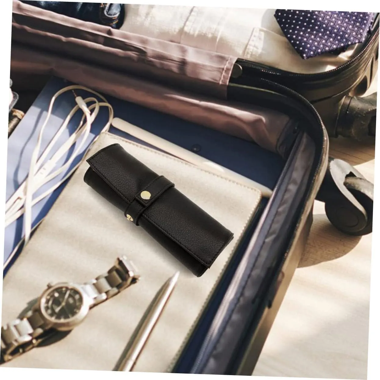 Watches for Women Storage Bags for Travel Watch Band Case Men Watches Leather Washable Container Man Fabric 5pcs Roll Strap Storage Roll Bag pictorial equatorial systematic urbanism cloudlike Travel Organizer Bags Ladies 