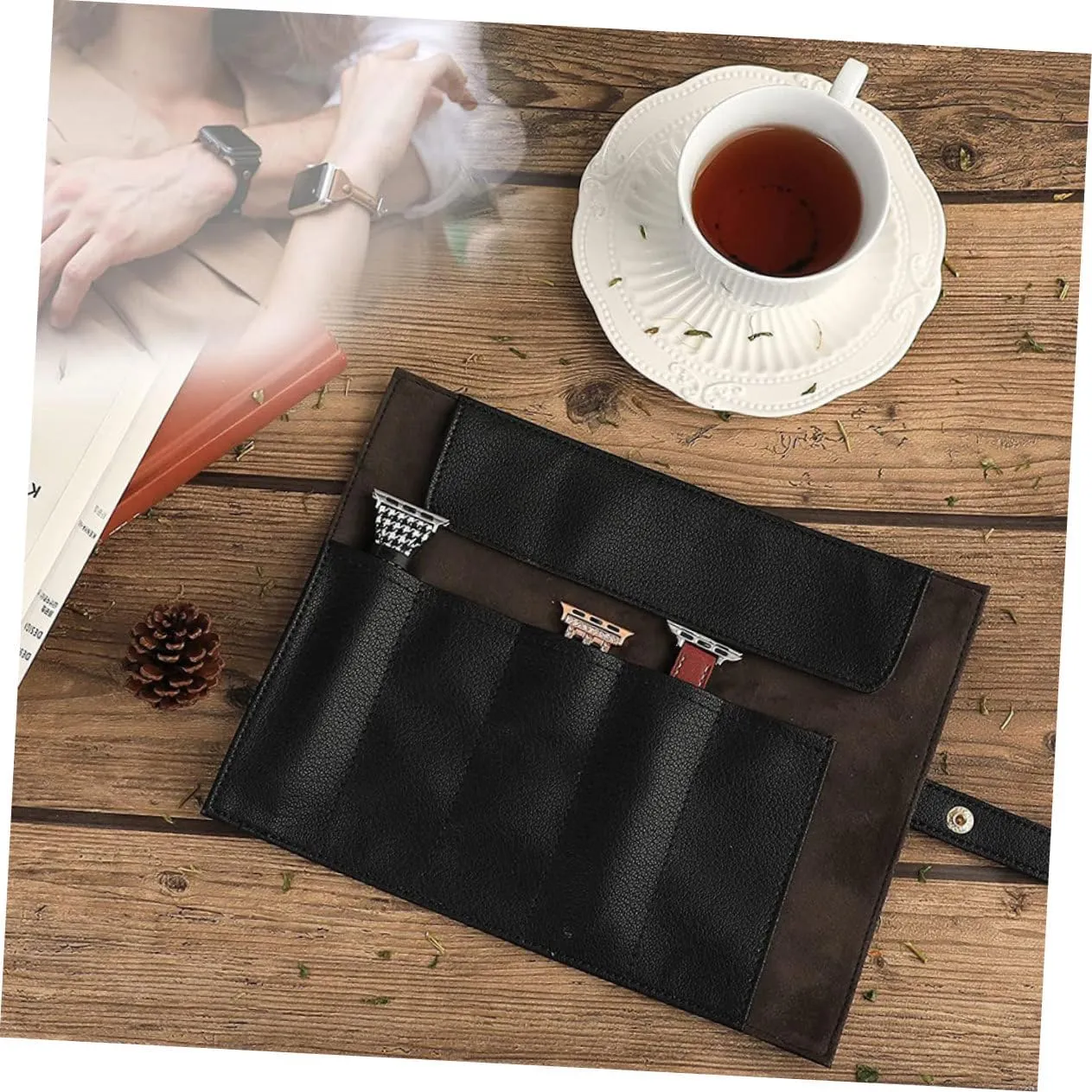 Watches for Women Storage Bags for Travel Watch Band Case Men Watches Leather Washable Container Man Fabric 5pcs Roll Strap Storage Roll Bag pictorial equatorial systematic urbanism cloudlike Travel Organizer Bags Ladies 