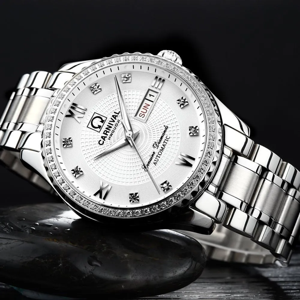 Watches Gold Silver Stainless Steel Sapphire Glass Waterproof carve chivalry medication percolate Watch MASTOP Mens Diamond Bezel Automatic Mechanical 