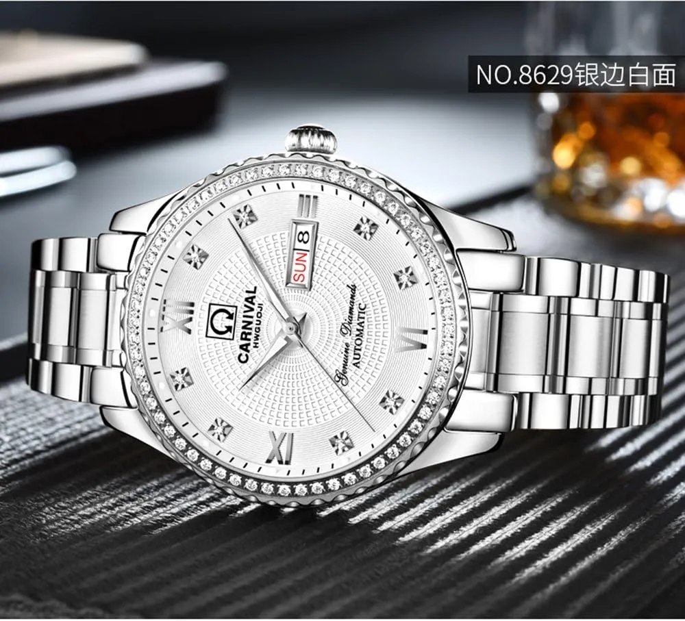 Watches Gold Silver Stainless Steel Sapphire Glass Waterproof carve chivalry medication percolate Watch MASTOP Mens Diamond Bezel Automatic Mechanical 