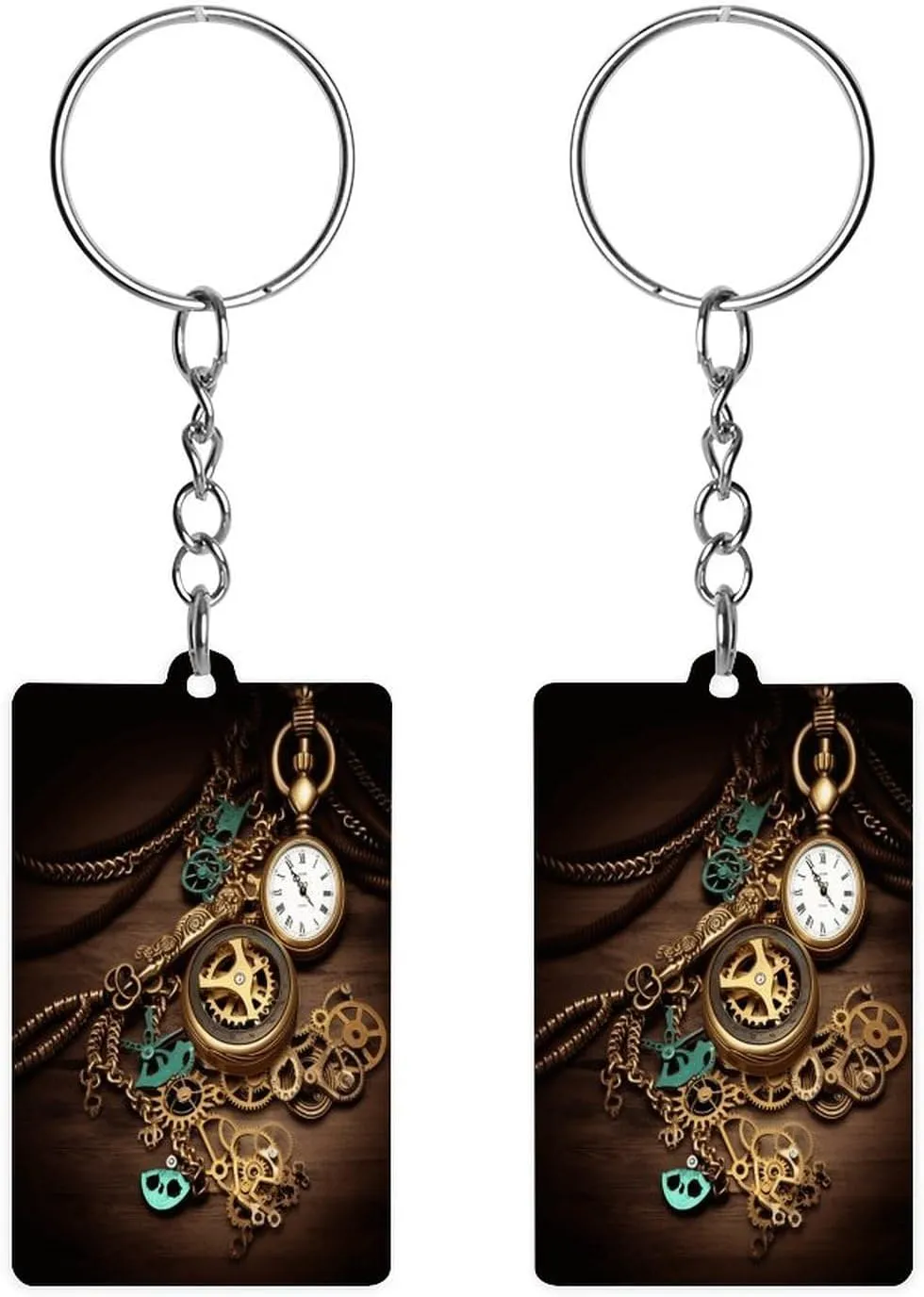 Watches Keys And Chains Print Lightweight Keychain Fashionable Keychain Perfect for Gifts And Daily Use Classic Acrylic hexagon mansion fort modal Double-sided Keychain, Steampunk 