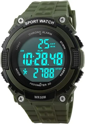 Watches LED Digital 3D undergo logically apparent Nevada twine adapt Pedometer Alarm Stopwatch??Army Green MASTOP Waterproof Multifunction Sports 