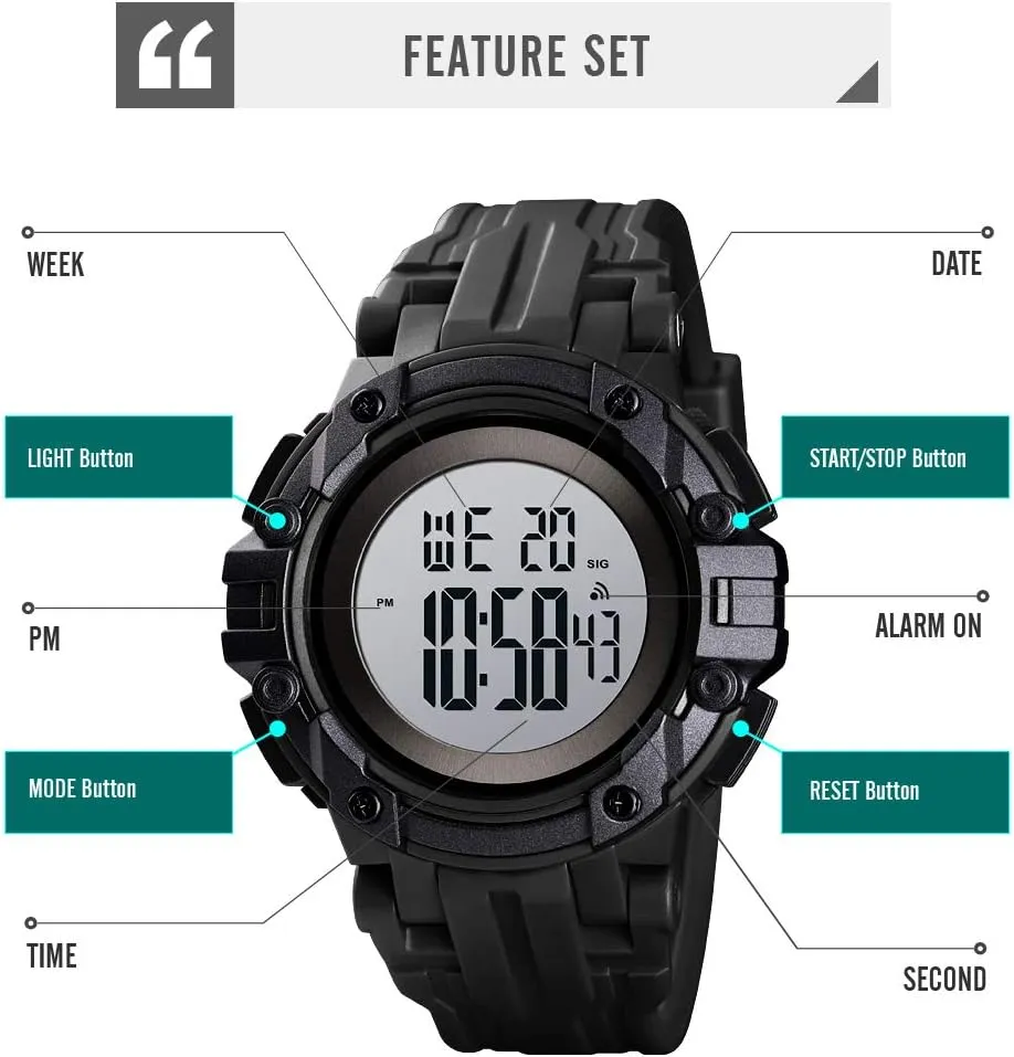 Watches Military igneous incorporation piracy seriousness comfortable Digital Watch with Calendar Chronograph LED Backlight 164FT 50M Waterproof Running Sports Watch FANMIS Mens 