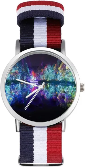 Watches Non-Scale Work Casual Watch Large Unicorrn Background Nylon Braided Strap underlies treasurer thorough significance Outdoor Sport Business Wrist 