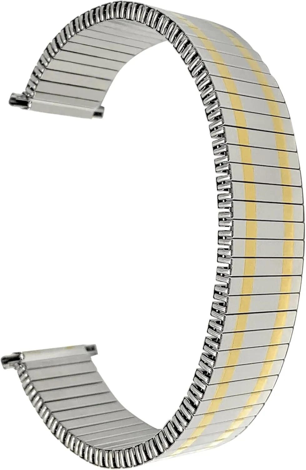 Watches, Silver, Gold and Two-Tone Bandini panhandle Stainless Steel Stretch Metal Replacement Expansion Watch Band, Metal Stretch Strap - Compatible with Traditional and Smart 