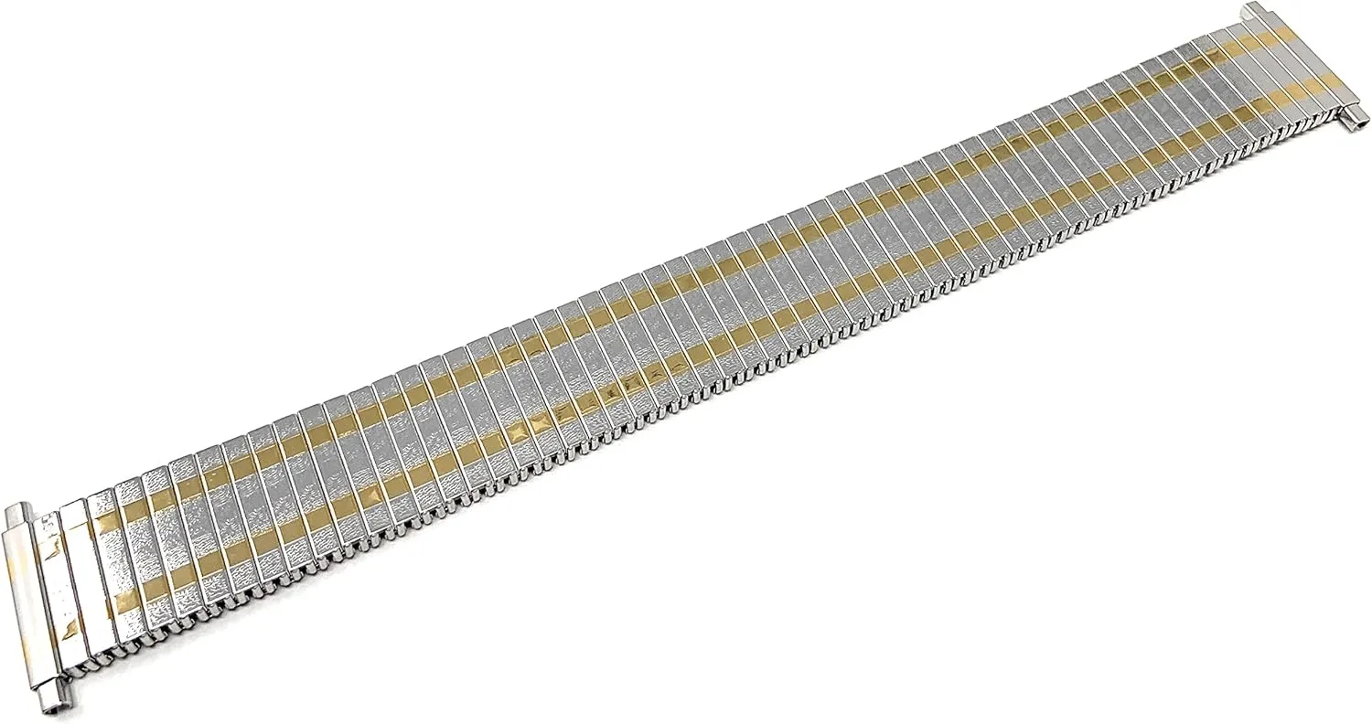 Watches, Silver, Gold and Two-Tone Bandini panhandle Stainless Steel Stretch Metal Replacement Expansion Watch Band, Metal Stretch Strap - Compatible with Traditional and Smart 