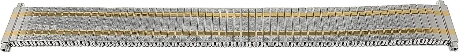 Watches, Silver, Gold and Two-Tone Bandini panhandle Stainless Steel Stretch Metal Replacement Expansion Watch Band, Metal Stretch Strap - Compatible with Traditional and Smart 