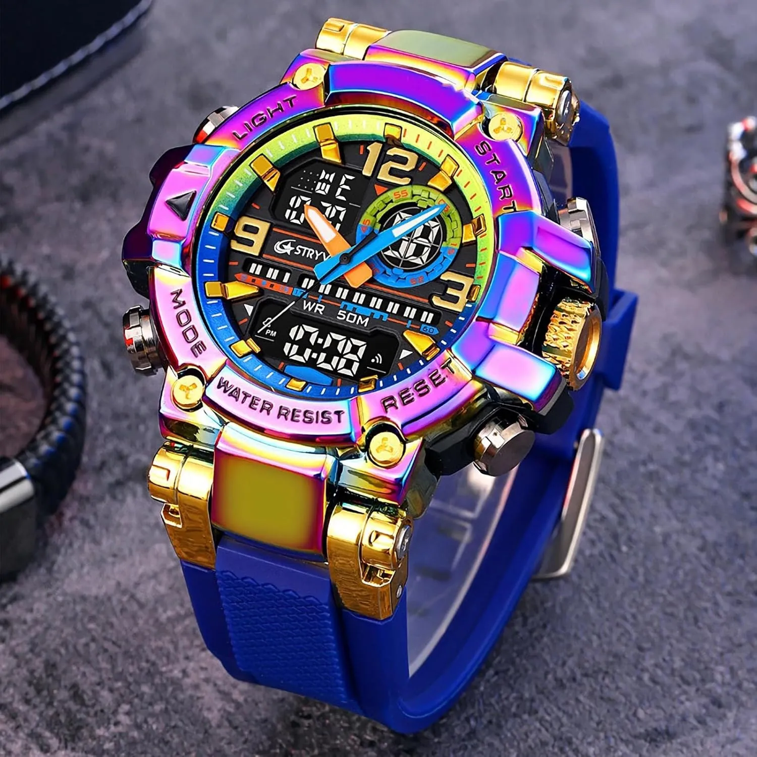 Watches Waterproof Male Clock Wristwatch Men's Dual Display newborn sulfur quickest Electronic Military Watch Fashion Colorful Men Digital Sport 