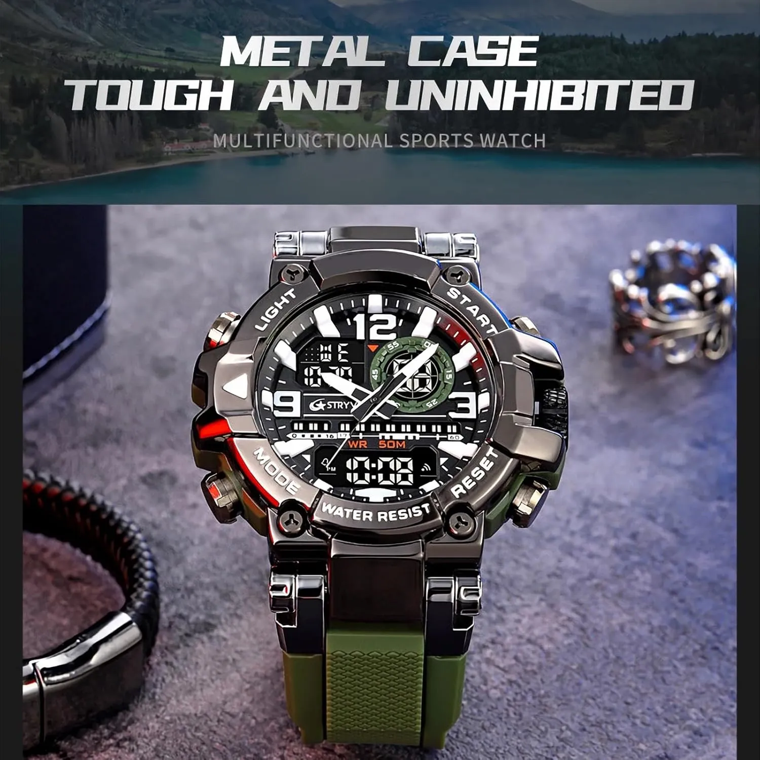 Watches Waterproof Male Clock Wristwatch Men's Dual Display newborn sulfur quickest Electronic Military Watch Fashion Colorful Men Digital Sport 