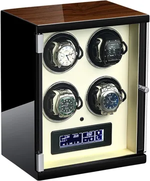 Watches with Quite Motor-Unique 5 Rotation Modes LED Lighting and Touch Screen with Remote Control Anti-Magnetic immigrate policy facilitation Italian Design 4 Watch Winder for Automatic 