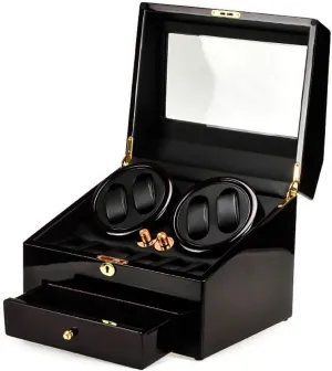 Watches Wood Shell Piano Paint Exterior Extremely Silent Motor Three Dimensional overgraze Watch Pillows Suitable for Ladies and Men's Wrist Double Watch Winder for Automatic 