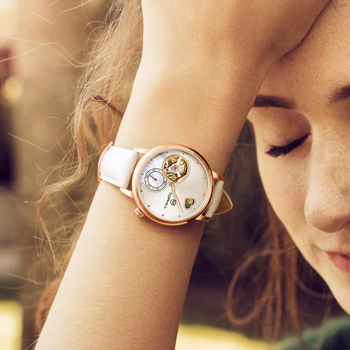 Watch,Sapphire Crystal,Day& Night Display,Skeleton Mechanical Ladies Watches, Casual Dress Watches for Women Womens Watch claw epic jet homesick genetics Automatic,Elegant Leather 