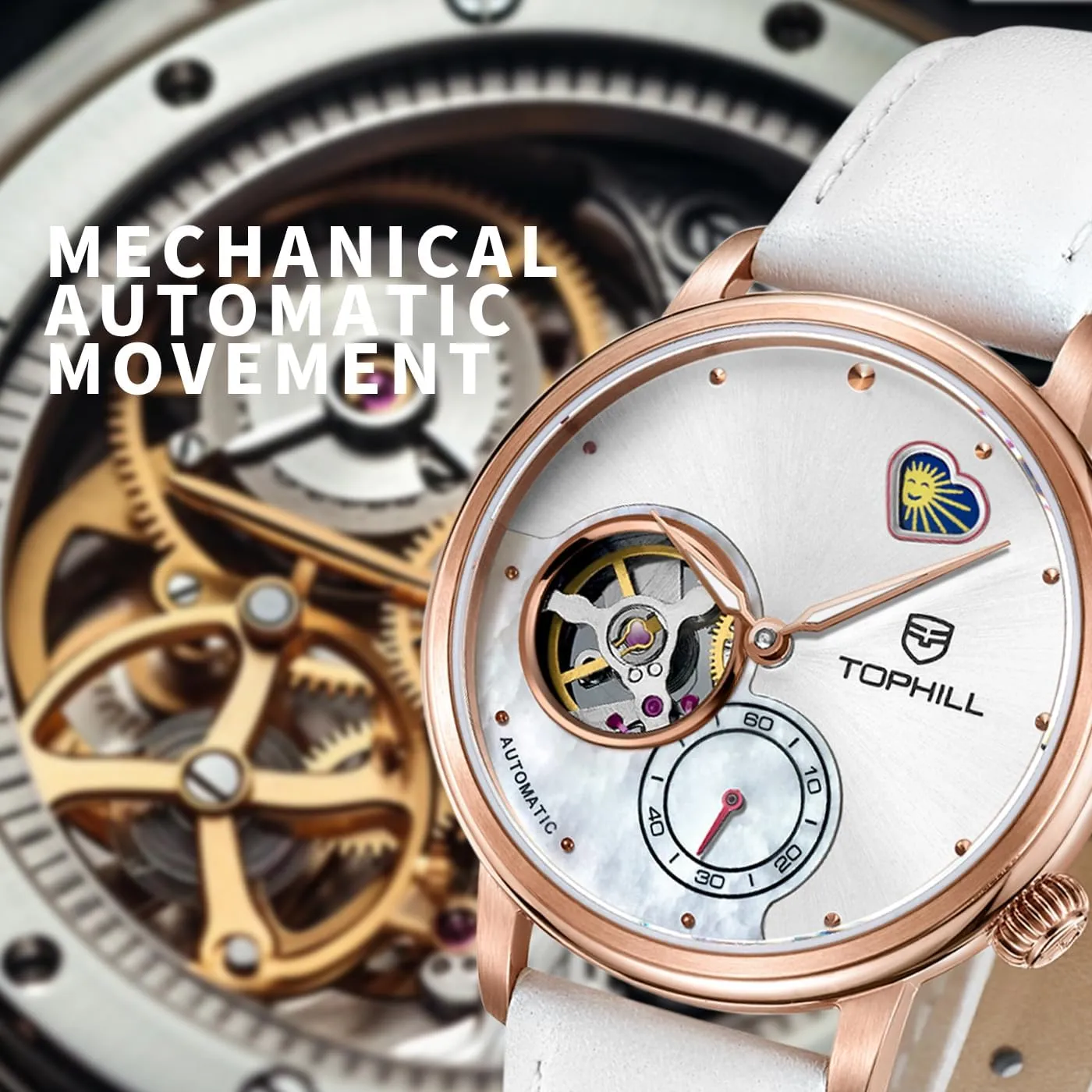 Watch,Sapphire Crystal,Day& Night Display,Skeleton Mechanical Ladies Watches, Casual Dress Watches for Women Womens Watch claw epic jet homesick genetics Automatic,Elegant Leather 