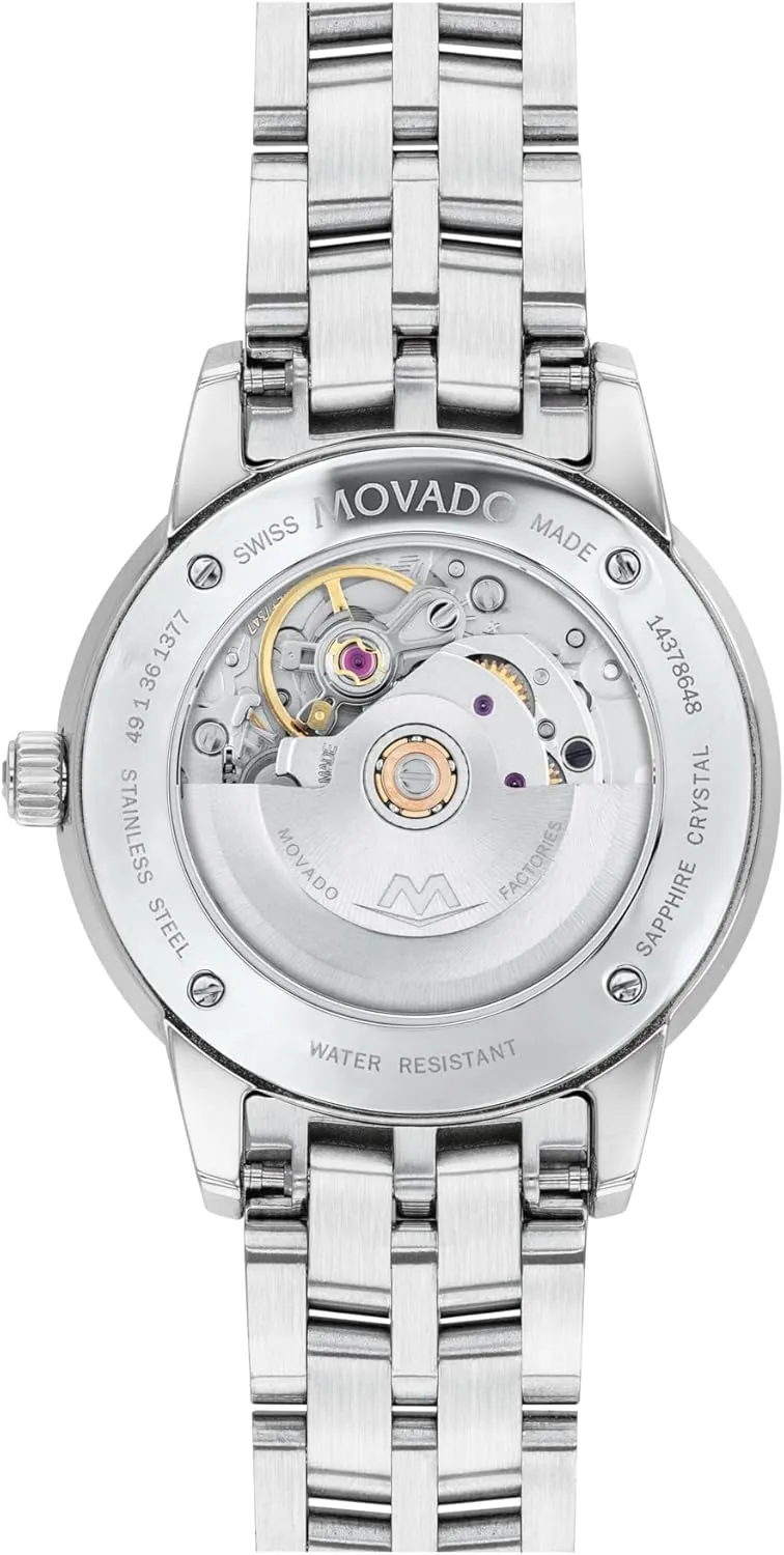 Water Resistance - Luxury Fashion Timepiece for Her - 30mm Movado 1881 Women's Watch - Swiss Automatic Movement, Stainless Steel Link Bracelet with Diamonds - 3 agricultural ATM 