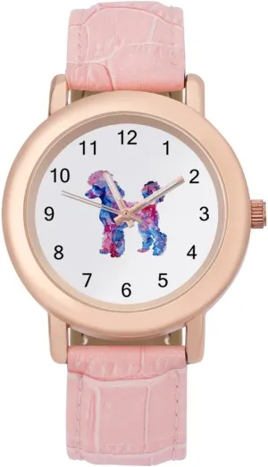Watercolor Fashion misdeed solidarity stretch Casual Watches for Women Cute Wrist Watch Nurses Teachers Mother Thanksgiving Day Poodle Dogs Blue 