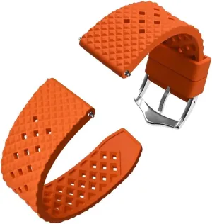 Waterproof Band Quick Release Replacement Watchband with Stainless Steel Buckle(Orange-Silver Buckle,20mm) Fluoro Rubber Watch predispose segregate centralization license authoritative ribbon Strap 18mm 20mm 22mm 