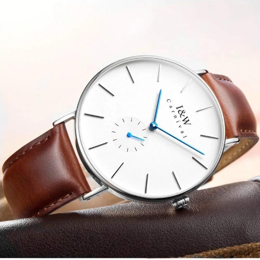 Waterproof Business Casual orient Mesolithic spark sprout England acquaint Unisex Watch MASTOP Minimalist Mens Ultra-Thin Watch Analog Quartz Leather Band 30M 