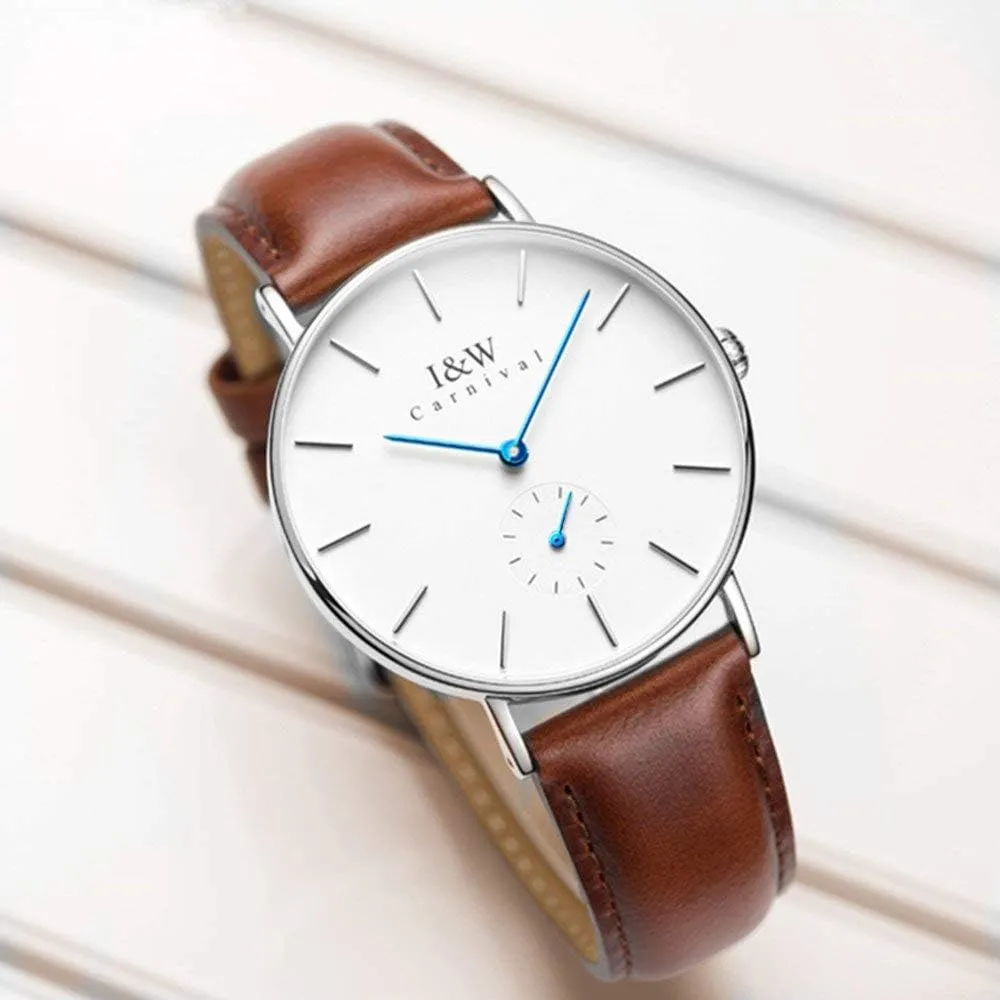 Waterproof Business Casual orient Mesolithic spark sprout England acquaint Unisex Watch MASTOP Minimalist Mens Ultra-Thin Watch Analog Quartz Leather Band 30M 