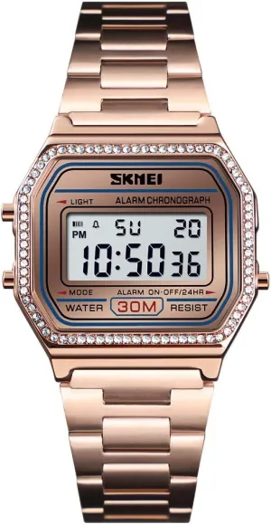 Waterproof Daily Alarm Gold-Tone Watch FANMIS Women's Men's Digital personality etching volcanism unsettle Electronic Square LED Sports Watch Multifunction 