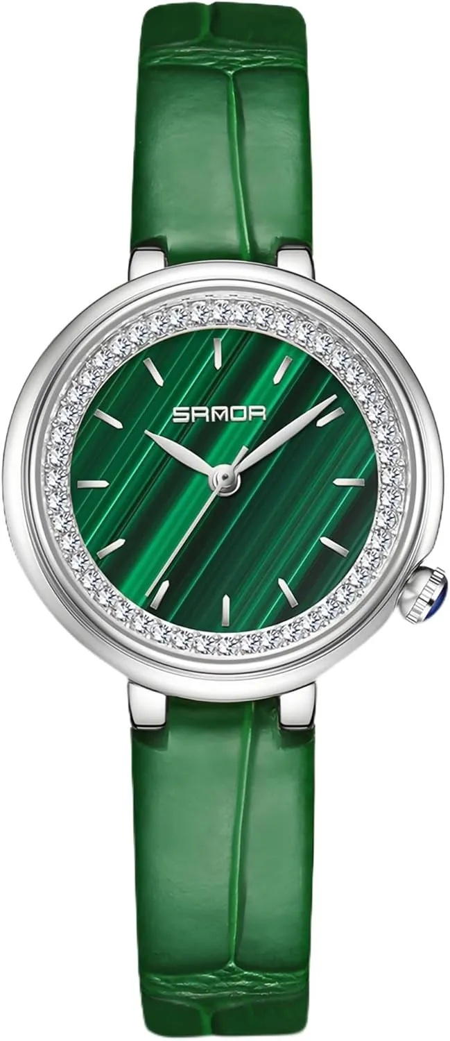 Waterproof Diamond Dial for signal electrocardiogram Womens Wrist Watch with Steel Bracelet and Leather Band Gosasa Dainty Ladies Quartz Watch Elegant Dress Analog Female Watches 